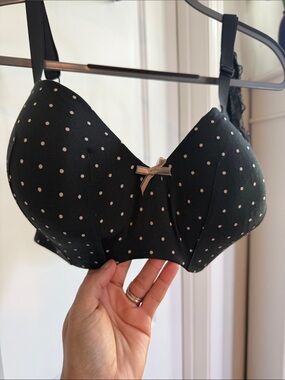 Cacique Black Polka Dot Padded Bra with Bow
